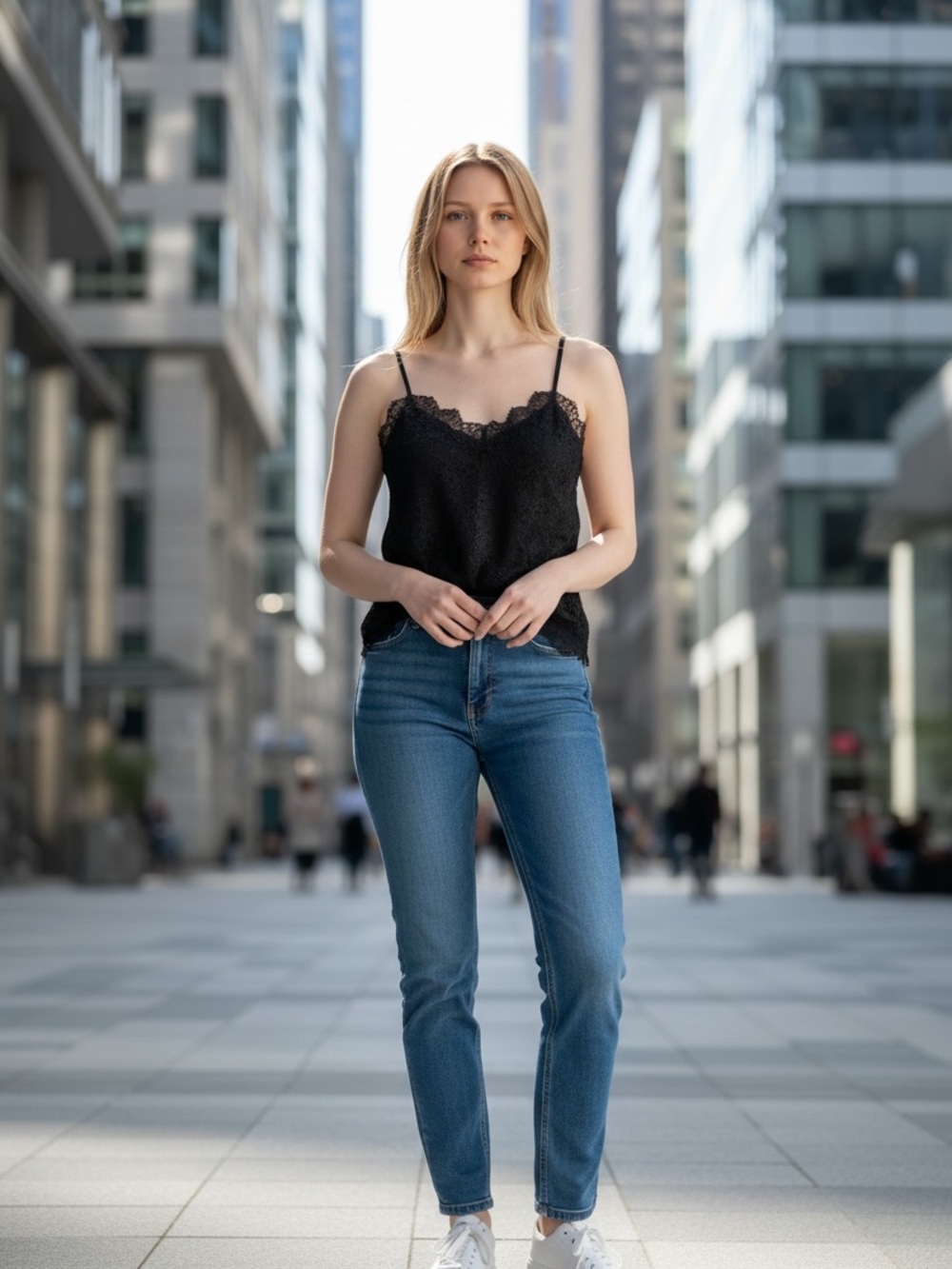 miami Black Lace Trim Camisole